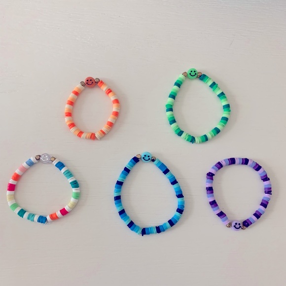 Clay flat beaded bracelet bundle handmade - Picture 1 of 6